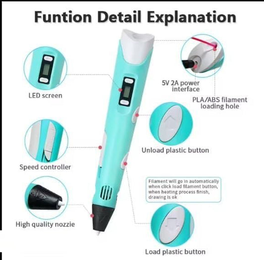 3D Printer Pen for Kids ? Complete 3D Drawing Pen Set with PLA Filament (Random Color)� thekwm-p6